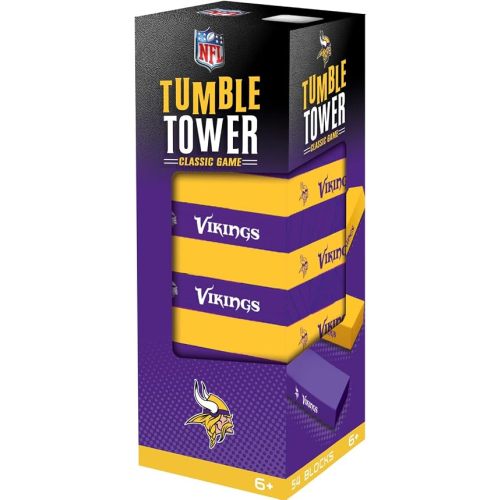 Masterpieces NFL Minnesota Vikings Tumble Tower - Real Wood Blocks, Team Gifts