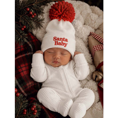 Baby's First Hat® Santa Baby White | Baby's First Christmas Newborn Hat – SpearmintLOVE
