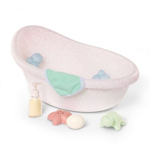 LullaBaby Doll Bathtub & Accessories Set: Fits 14-Inch Dolls, Includes 8 Baby Care Items