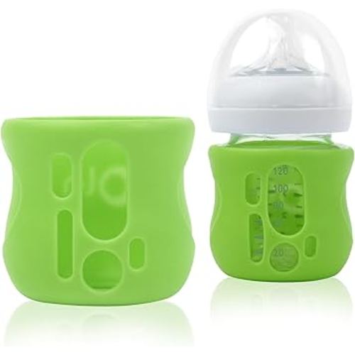 Olababy Silicone Sleeve for Avent Natural Glass Baby Bottles (4 oz, Green)