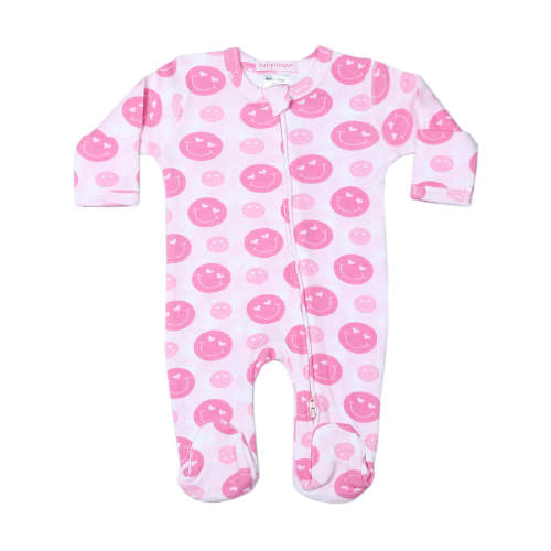 Baby Zipper Footie - Pink Smiles