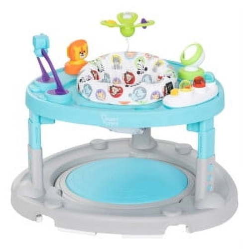 Smart Steps Bounce N' Glide 3-in-1 Activity Center Walker with Removable STEM Toys, Jungle Life Blue