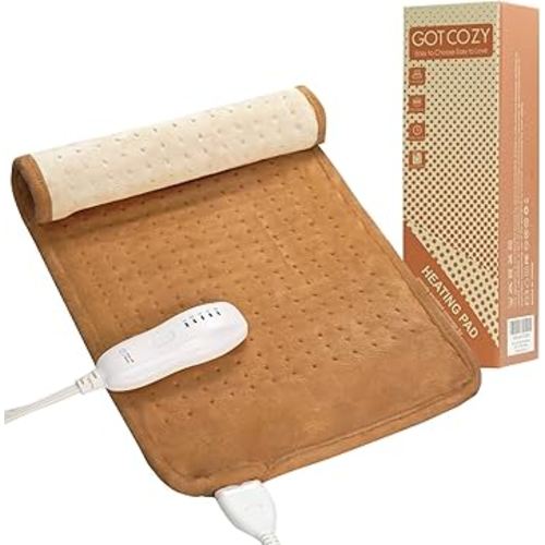GOTCOZY Heating Pad for Back Pain Relief & Cramps,Electric Heating Pads for Neck and Shoulders with 2H-Auto Shut Off and 5 Heat Settings,Gifts for Mom Men 12''X24''(Biscuit)