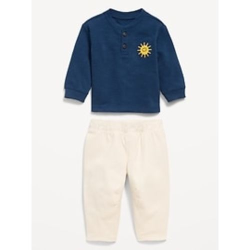 Long-Sleeve Henley Top and Barrel-Leg Pants Set for Baby | Old Navy