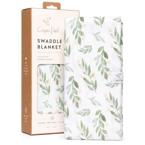 Copper Pearl Swaddle Blankets for Newborns | Soft Stretchy Receiving Blankets for Boys and Girls | Large 46 x 46 Inch Baby Blankets | Lightweight and Breathable Swaddles | Fern