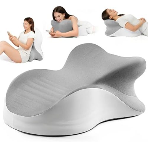 Memory Foam Ergonomic Wedge Pillow, Reading Pillow for Bed, Headboard Pillow Support for Back Pain, Acid Reflux & Sitting Up, Ideal for Massage with Removable Cover