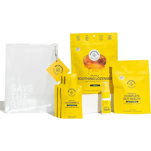 Beekeeper's Naturals Whole Health Starter Kit | Propolis Throat Spray - Soothing Honey Lozenges - Propolis & Vitamin C Liposomal Immune Support - Complete Gut Health