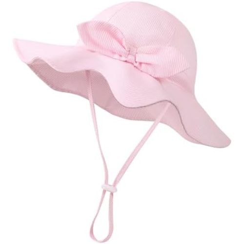 Baby Girl Sun Hat Toddler Beach Hats with UPF 50+ Protective Infant Summer Hat with Wide Brim Baby Girls Bucket Hat