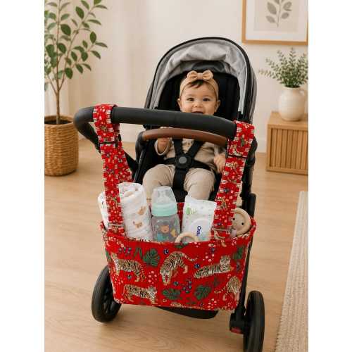 Leopard Print Stroller Caddy, Stroller Diaper Organizer, Baby Essentials Bag, New Mom Gift