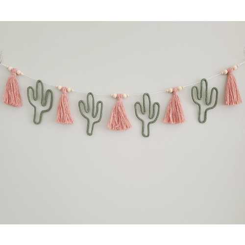 Cactus Garland with Tassels- Boho Inspired Decor- Nursery, Kids Bedroom Birthday Decor