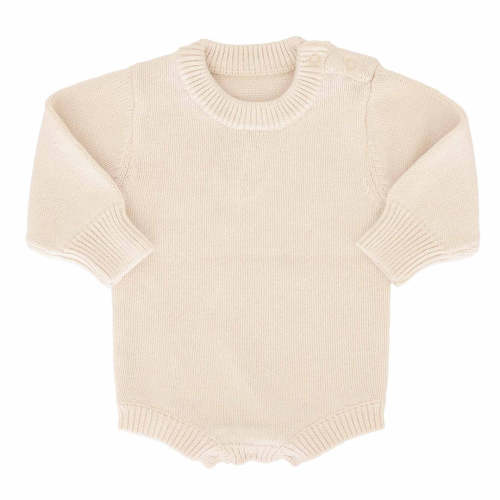 Embroidered Knit Sweater Bubble Romper in Ash | Caden Lane
