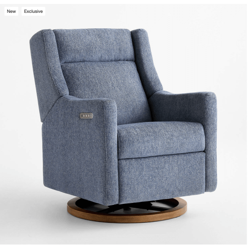 Babyletto Kiwi Pro Ocean Blue Swivel Glider Power Recliner Nursery Chair