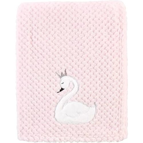 Hudson Baby Unisex Baby Plush Waffle Blanket, Swan, One Size