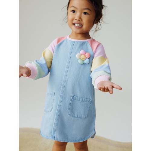 Pastel Rainbow Raglan Denim Dress (3mths-8yrs)