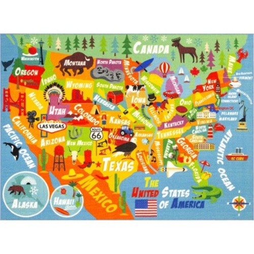 KC Cubs: Educational Rug: USA Map, 5x7' Playmat