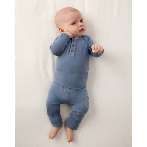 Hazy Blue Henley Bodysuit | Little Sleepies