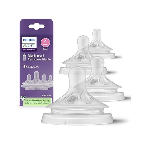 Philips Avent Natural Response Nipples, Fast Flow (Flow 4), 4-Pack, SCY964/44