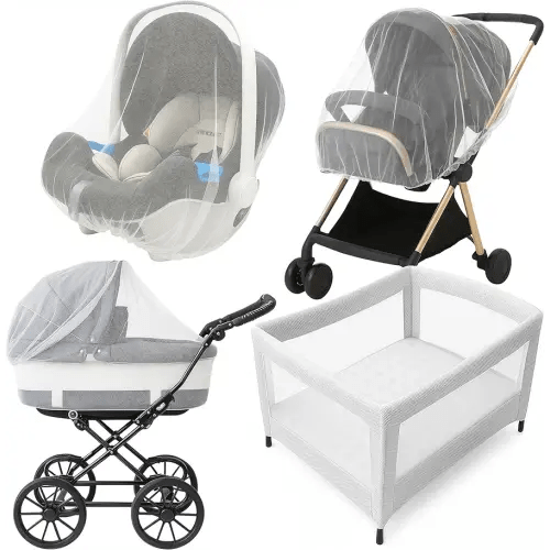 Enovoe Mosquito Net for Baby Stroller and Crib - Durable Mesh Bug Net Cover with Elastic Edge - Fits Strollers, Bassinets, Playards, and Mini Cribs - Travel Essential for Newborns - 63x64-Inch (White)