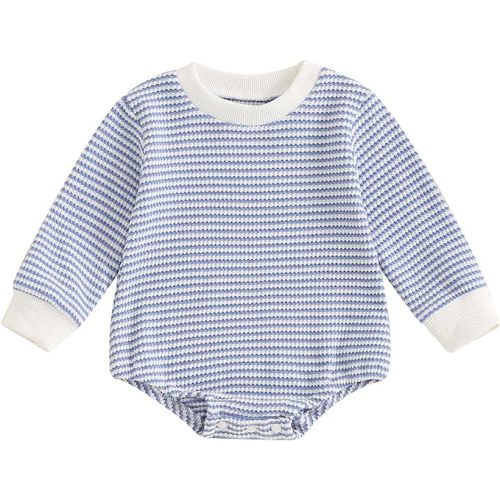 VISGOGO Unisex Baby Boy Girl Romper Waffle Newborn Infant Onesie Clothes Long Sleeve Bubble Oversized Romper Bodysuit Top