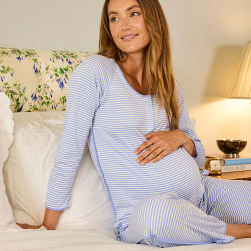 LAKE | Women | Pima Cotton Pajamas | Hydrangea Maternity Long Long Set