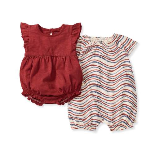 Festive Pattern Baby Girl Bubble Romper 2-Pack Set – Burt's Bees Baby