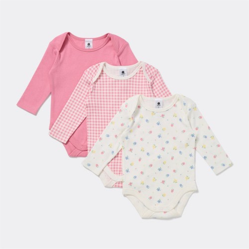 Dymples Baby Long Sleeve Bodysuit 3 Pack - Rose & White