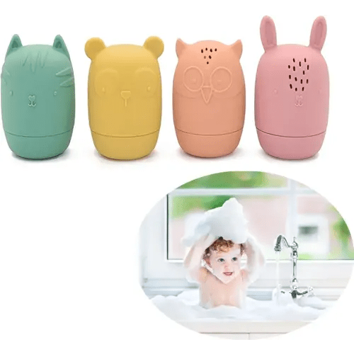 Silicone Bath Toys, 4pcs Squeezable Bathtub Toys for Toddle 6-12-18 Months, Mold Free Bath Toys, Squeezable Squirt Bath Toys, Non-Toxic Bathtub Toys for Infants Baby Shower Pool Toys Birthday Gifts.