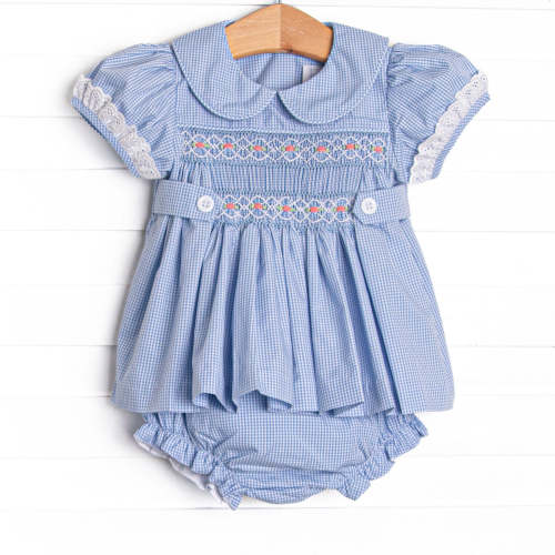 Bleu: Sellers Smocked Diaper Set, Blue Gingham – Stitchy Fish