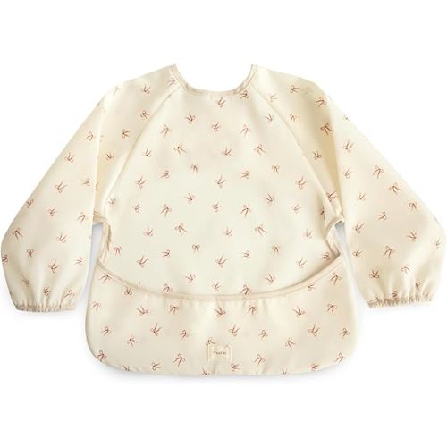 mushie Long Sleeve Baby Bib | Water Resistant Adjustable Fit for Ages 6-24 Months