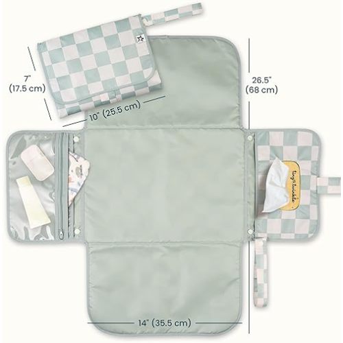 Tiny Twinkle Portable Diaper Changing Pad (Sage Checkers)