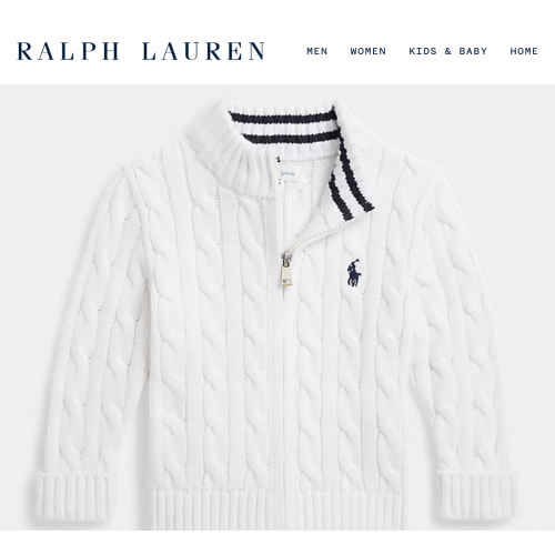 Ralph Lauren Cable-Knit Cotton Full-Zip Sweater