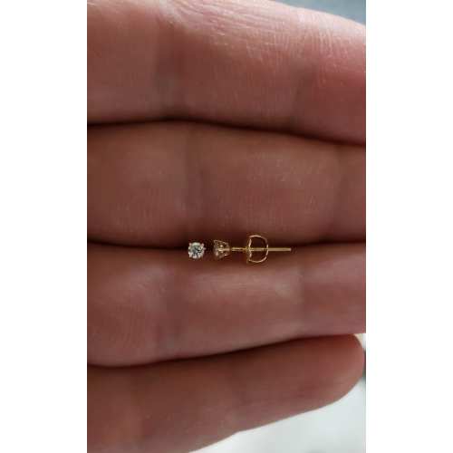14K Baby Girl First Earrings, Lab Grown Diamond Earrings, 14Kt Gold Diamond Earrings, Diamond Studs, Real 14Kt Tiny Studs, 0.10 Ct