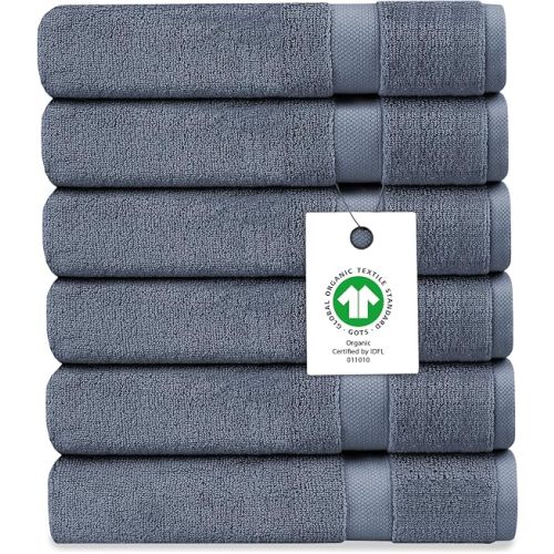 Delara Organic Cotton Luxuriously Plush Washcloths Pack of 6 | GOTS & Oeko-TEX Certified | Premium Quality Face Towels | Feather Touch Technology|650 GSM Long Staple|Soft, Quick Dry & Ultra-Absorbent
