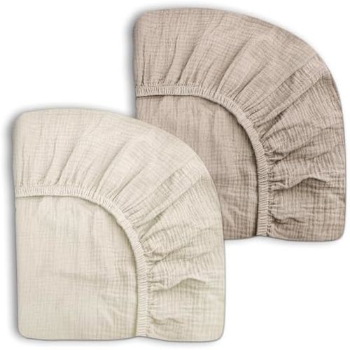 Pack and Play Sheets 2 Pack, Muslin Cotton Nursery Bedding, 27" x 39"