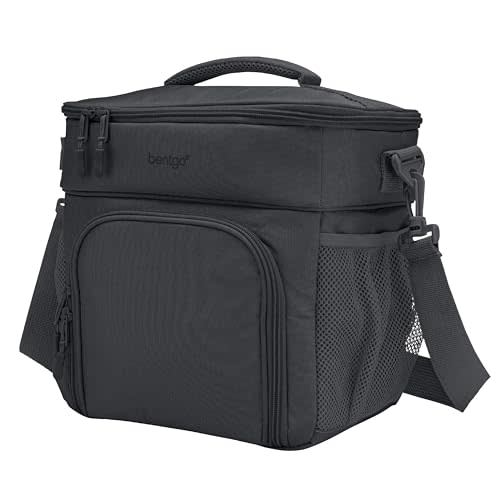 Bentgo Prep Deluxe Insulated Meal Prep Lunch Bag for Adults, Holds 5 Meals | Keeps Food Hot or Cold Up to 8 Hours, Water-Resistant, Dual Compartments (Dark Gray)