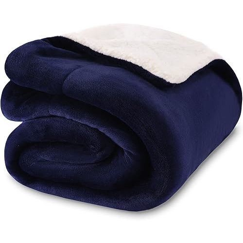 NANPIPER Baby Sherpa Blanket,Warm Toddler Throw Blanket,Soft Newborn Fleece Blanket for Winter (Navy Blue,30x40 inches)