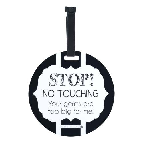 Black and White No Touching Baby Car Seat Sign Tag