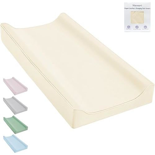 Vegan Leather Changing Pad Cover - 31"X 16" - Waterproof Wipeable, Extra Thick & Portable & Non-Slip Diaper Mat - Fits Standard Changing Tables for Baby Boy Girl (White)