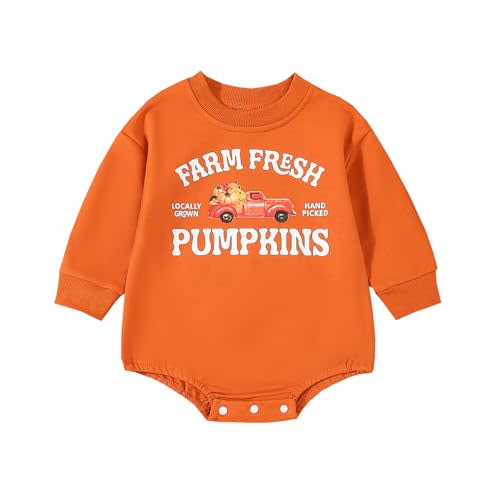 YINGISFITM Thanksgiving Halloween Baby Girl Boy Outfit Turkey Sweatshirt Bubble Romper Sweater Shirt Onesie Fall Clothes