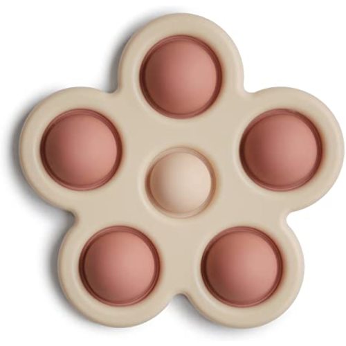 mushie Flower Press Toy (Rose/Blush/Shifting Sand)