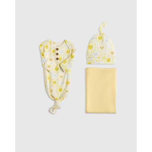 Bamboo Gown, Hat & Swaddle Set in Sunshine