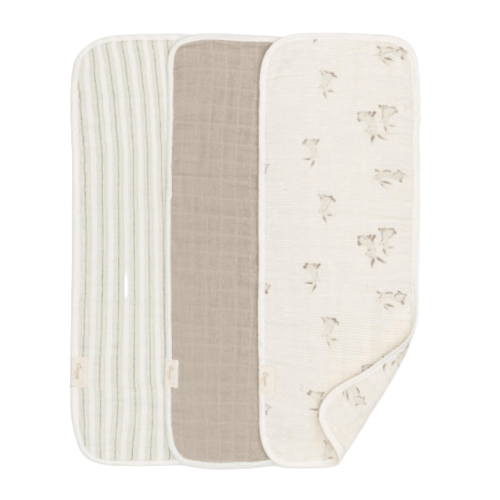 Crane Baby Organic Muslin Baby Burp Cloths, Bunny