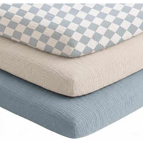 Muslin Bassinet Sheets 3-Pack for Bedside Sleepers, 33" x 21"