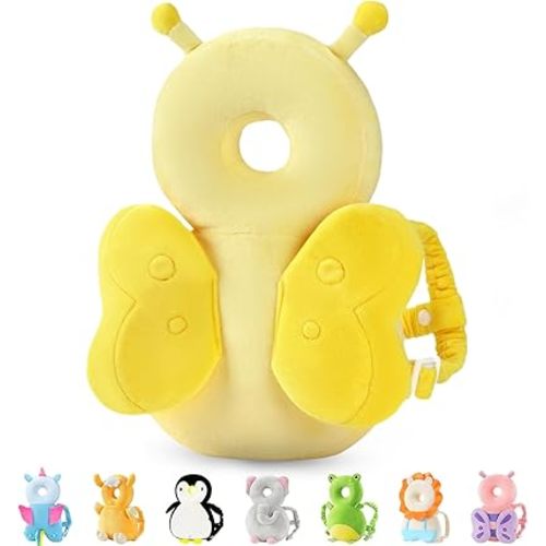 JunNeng Baby Head Protector Backpack, Toddler Walking Fall Head Protection,Yellow Butterfly