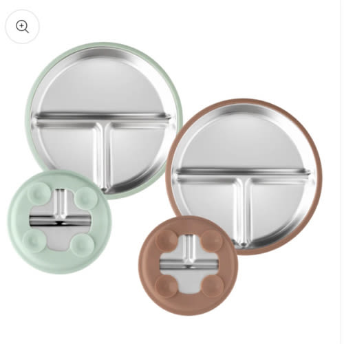 Stainless Steel Plate Set of 2 (Mocha Mousse & Sage Green)