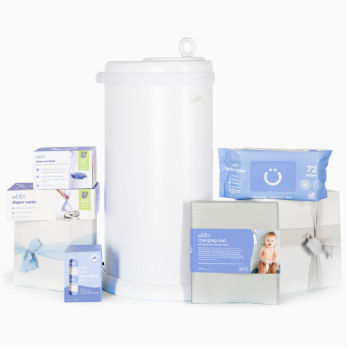 Ubbi Diaper Pail Value Gift Set - Matte White