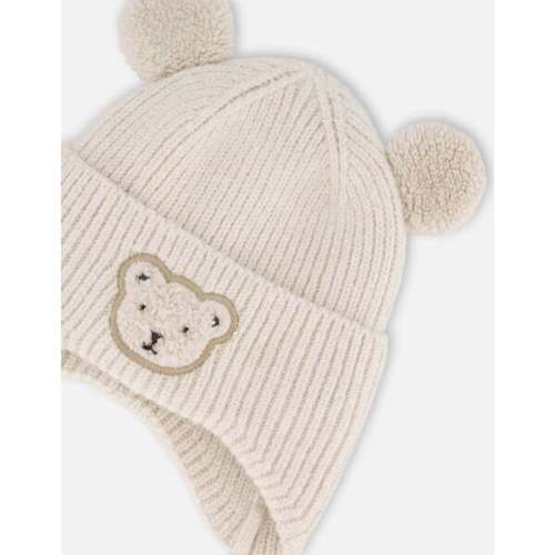 Lined Baby Winter Knit Hat with Ear Flaps, Off-White - Deux par Deux | Maisonette