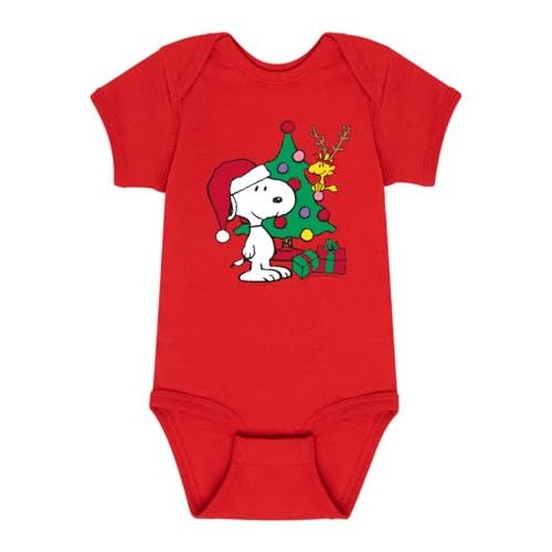 HYBRID APPAREL - Peanuts - Christmas - Snoopy, The Tree, & Woodstock - Infant Baby One Piece