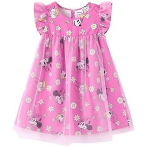 Disney Frozen Elsa Minnie Princess Winnie Girl Dress Ruffle Short Sleeve Tulle Skirt Summer Clothes Kids Outfit Baby/Toddler
