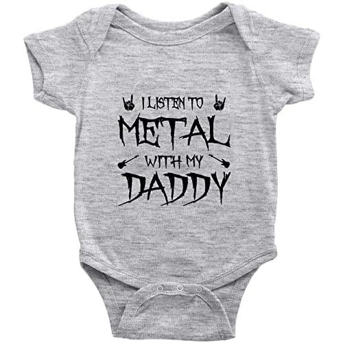 I Listen to Heavy Metal with My Daddy Infant Rompers Short Sleeve Baby Bodysuit
